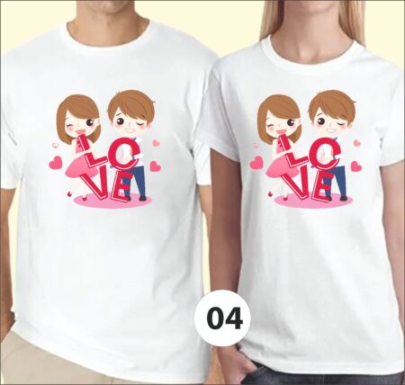 Cute Cartoon Couple Half Sleeve T-Shirt