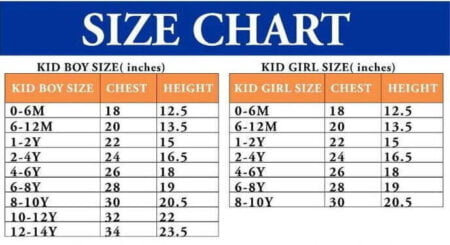 kid sizechart